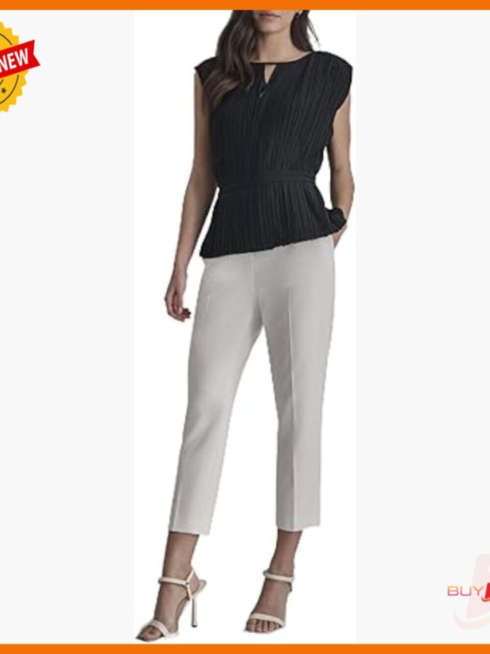 Sleeveless V-Neck Blouse, Regular Fit, Jersey Material, Business Casual